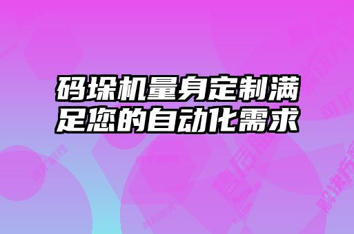 碼垛機量身定制滿足您的自動化需求