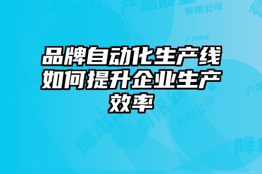 品牌自動(dòng)化生產(chǎn)線如何提升企業(yè)生產(chǎn)效率