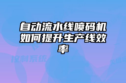 自動流水線噴碼機如何提升生產(chǎn)線效率