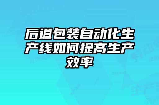 后道包裝自動化生產(chǎn)線如何提高生產(chǎn)效率