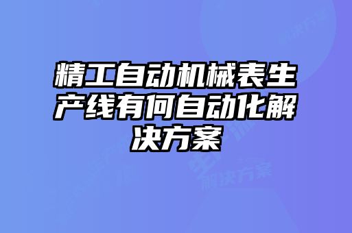 精工自動機(jī)械表生產(chǎn)線有何自動化解決方案