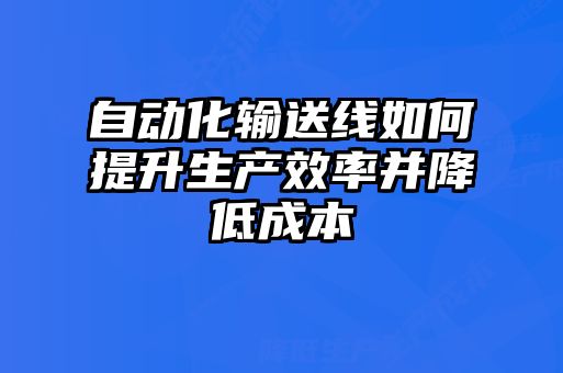 自動(dòng)化輸送線如何提升生產(chǎn)效率并降低成本